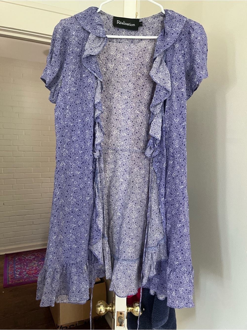 Réalisations Lilac Floral Ruffle Wrap Dress